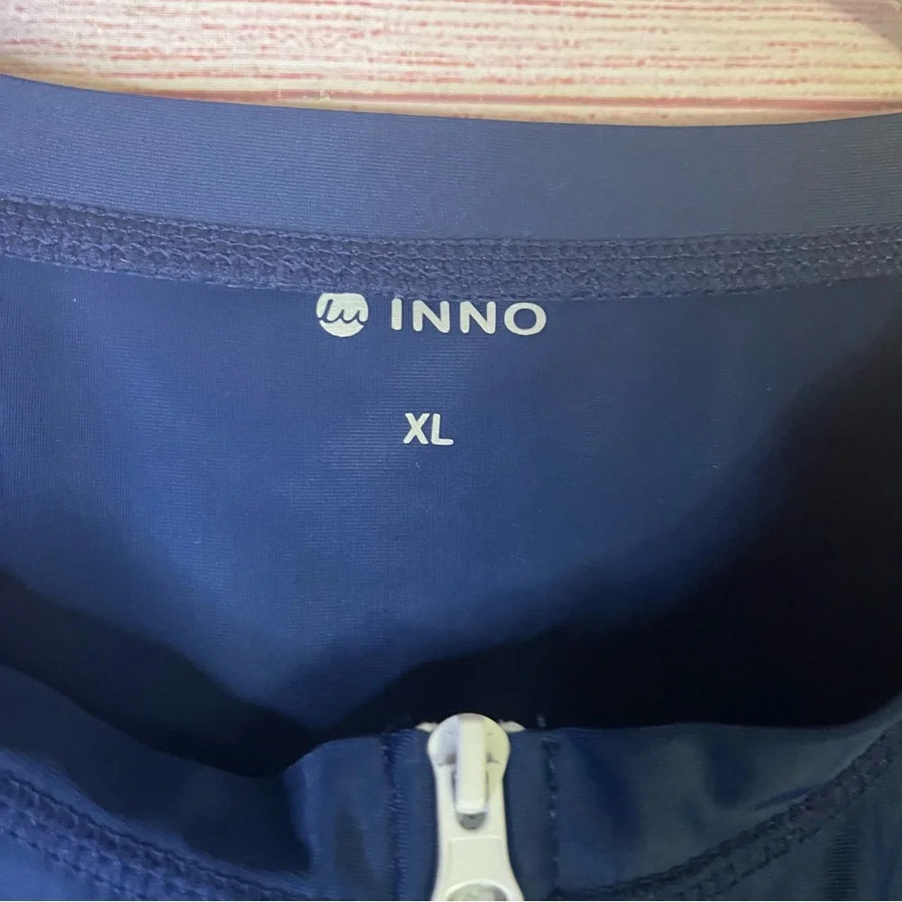 INNO Blue Ruched Side Pullover‎ Long Sleeve 
1/4” Zipper  Shirt Size XL - Picture 2 of 5